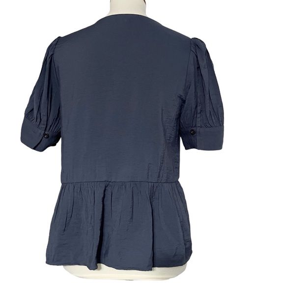 Madewell‎ Drapeweave Puff-Sleeve Peplum Top - Picture 7 of 12